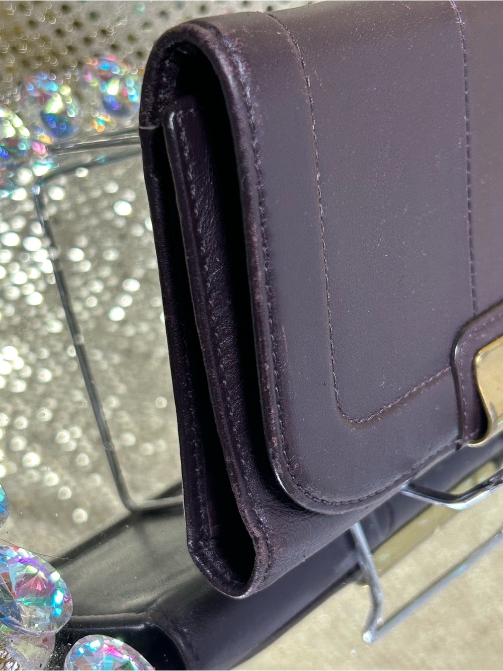 Coach Vintage Leather Trifiold Clutch Wallet in Dark Brown w/Gold Accent Approx. - Picture 5 of 13